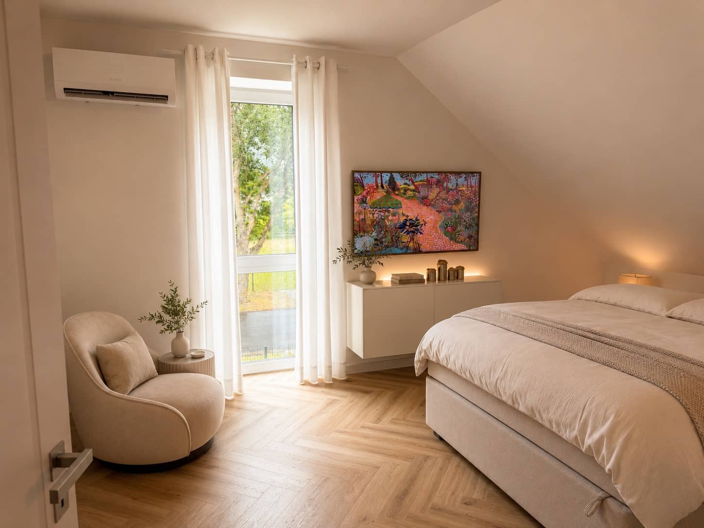 Zimmer im Obergeschoss, als Schlafzimmer eingerichtet